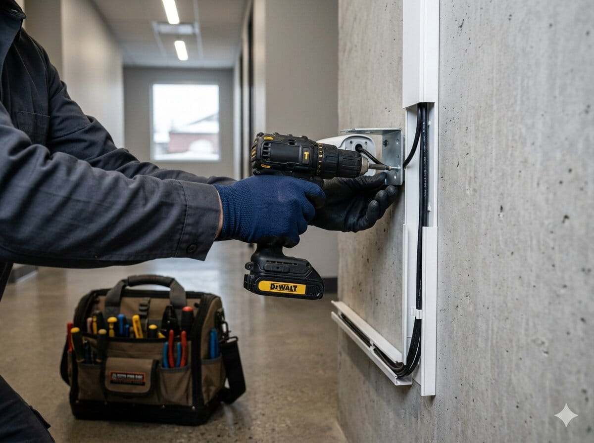 Triton Surveillance professional security camera installation process at Edmonton business