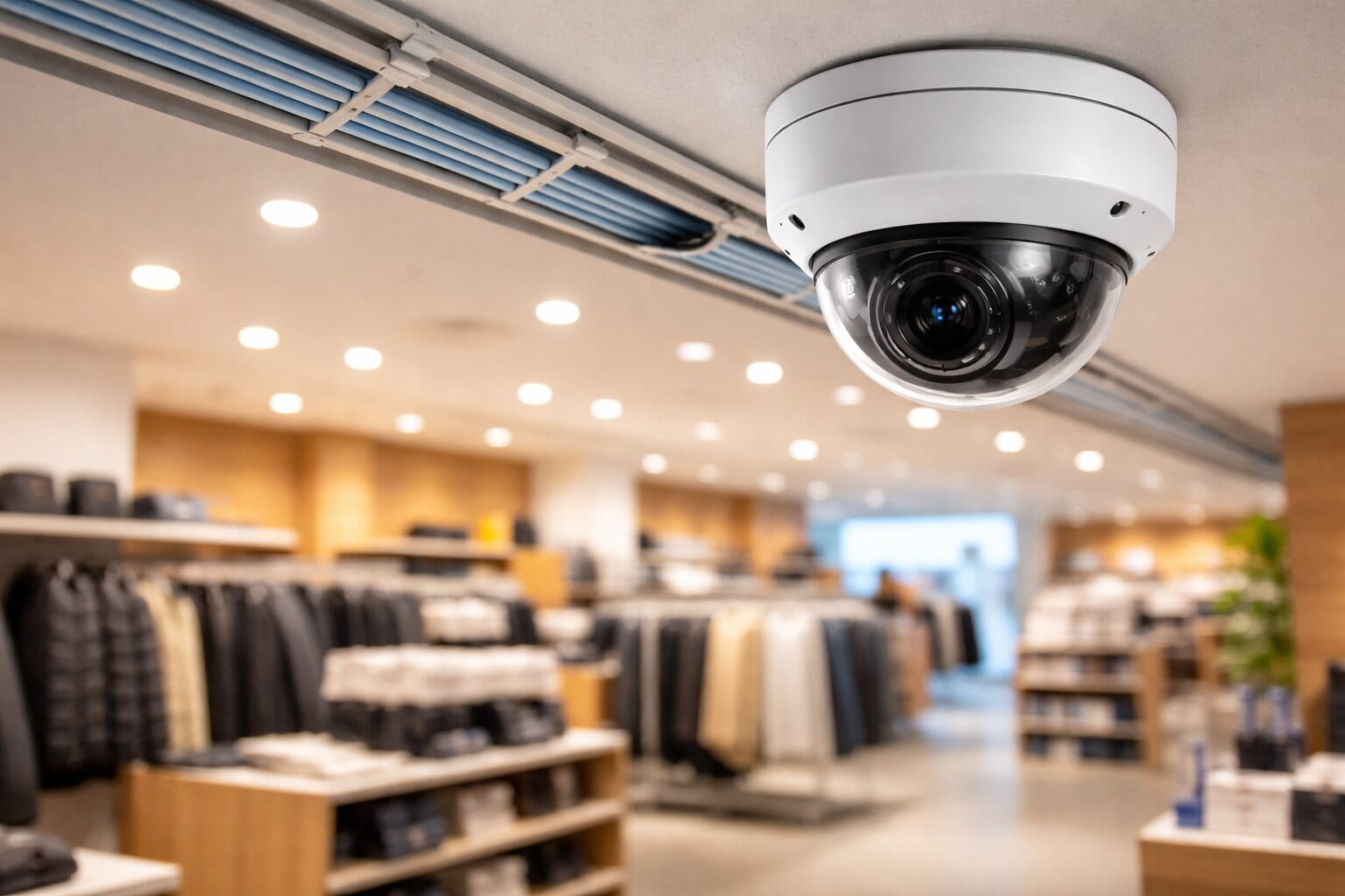 Commercial security cameras installed in Edmonton retail environment
